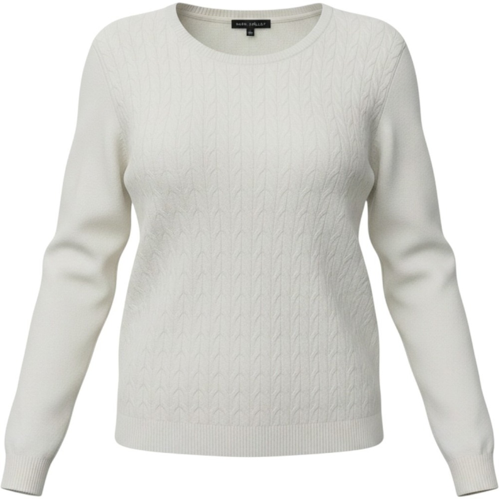 Napa Valley Womens NWT White Cable Knit Sweater Ribbed Cuffs 2X